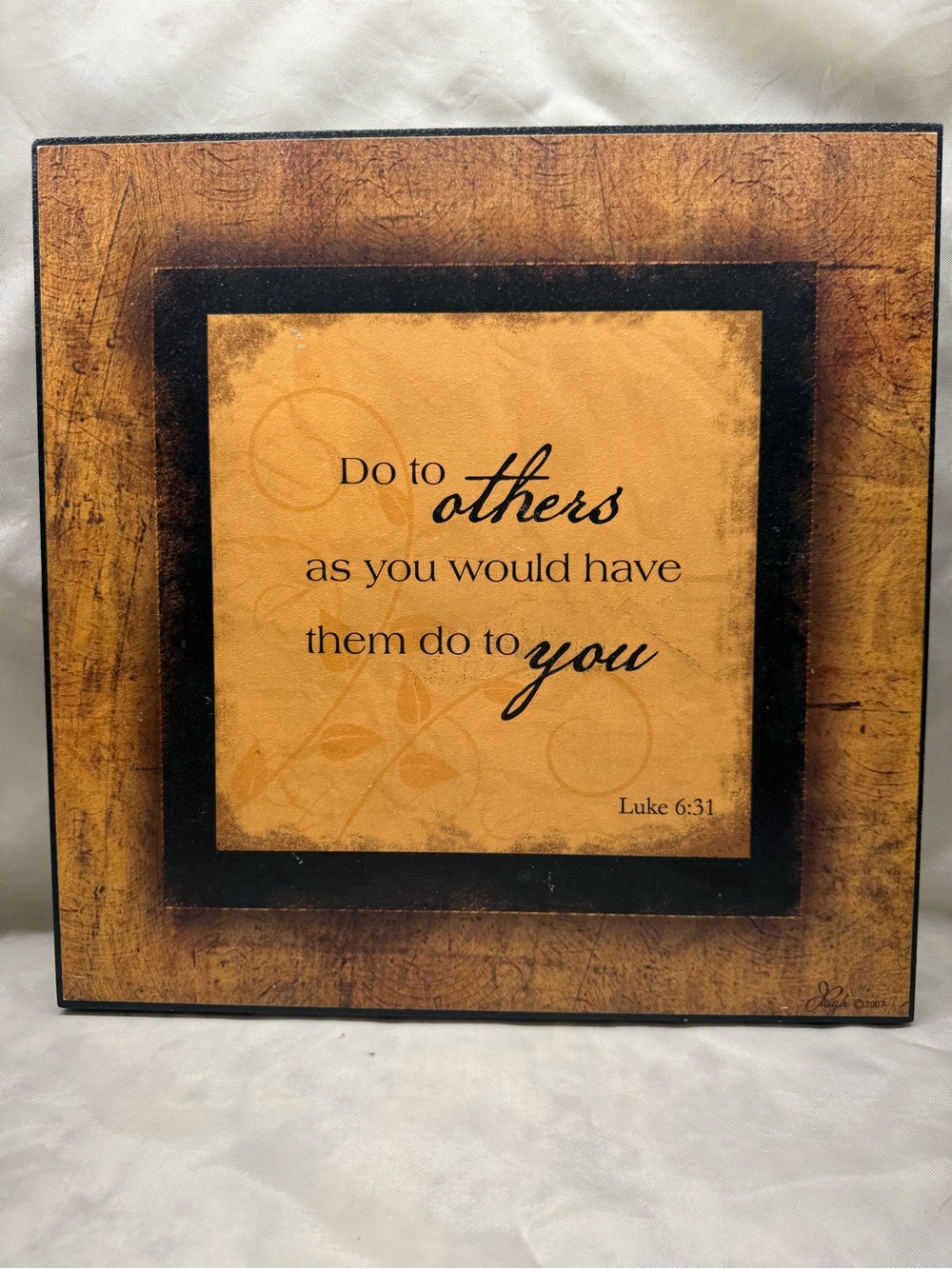 Inspirational 'Do to Others' Wall Art Plaque in Brown and Tan